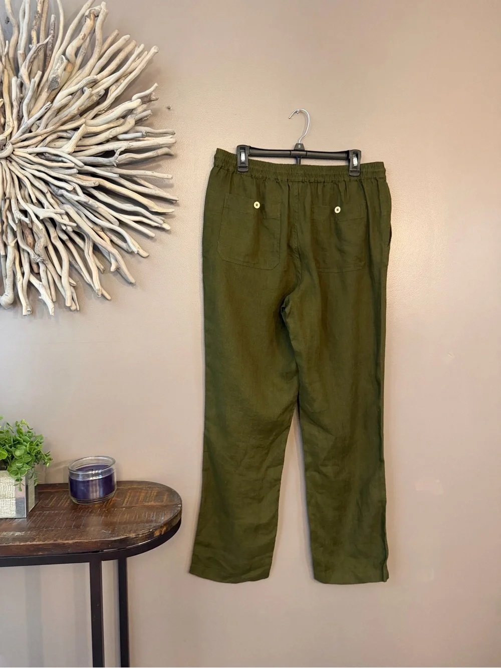 Quince Men’s European Linen Drawstring Beach Pants in Olive